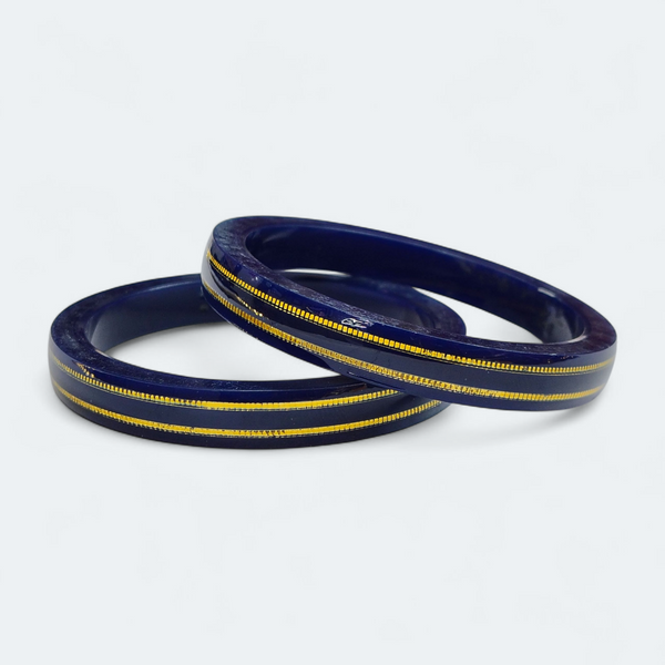 BLUE DOUBLE DEKKER HUID HALLMARK 22KT GOLD POLA BADHANO BANGLES FACEBOOK VIRAL POLA (LAMINATED) 1 PAIR APPROX. WGT: 0.200 GM (NON EXCHANGEABLE)
