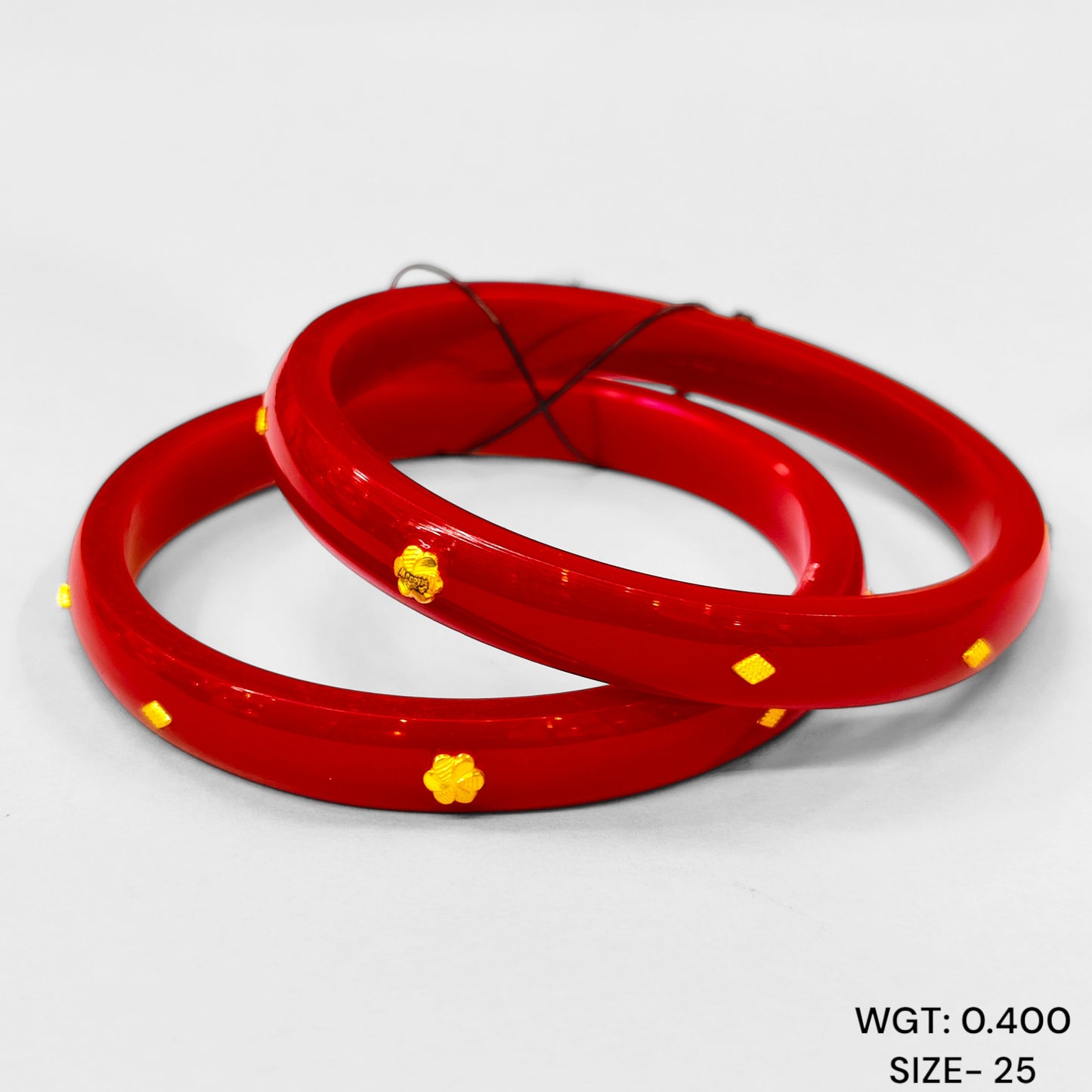 (GPP) TRJ (SIZE: 25) WGT: 0.400 GM APPROX 22KT HUID HALLMARK GOLD PASTING POLA BANGLES 1 PAIR (FULL BODY WORK).