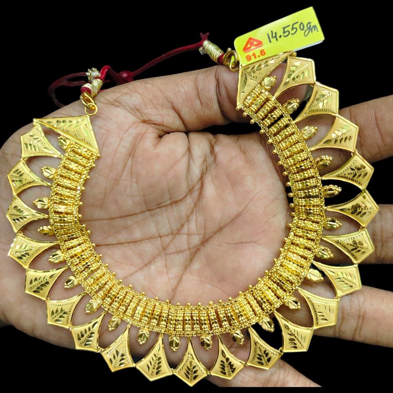 GOLD NECKLACE- WGT: 14.550 BIS CERTIFIED HUID HALLMARK 916 22KT GOLD NECKLACE 1 PIECE WITH FREE ADJUSTABLE TASSEL FOR WOMEN.