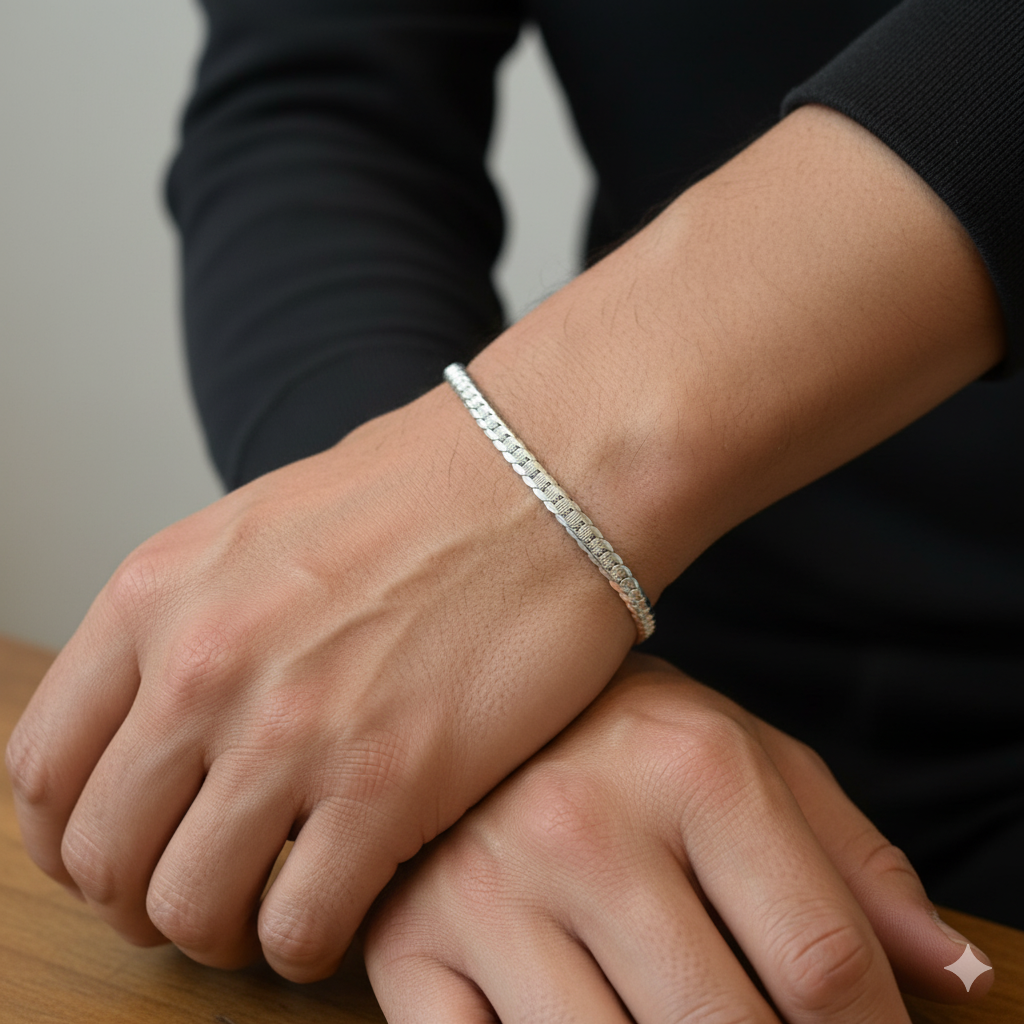 (SWL) RAJLAXMI 625 SILVER WRISTLET WGT: 16.470 GRAM 8.5" INCH FOR UNISEX 1 PIECE (REGULAR USE)