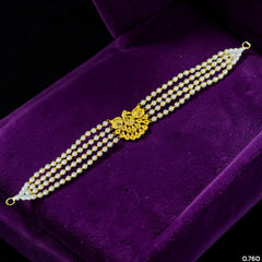 GMC9K- (GNDVXN)-(WGT: 0.760 GM APPROX) BIS CERTIFIED HUID HALLMARK 375 9KT GOLD MOTI CHOKER 1 PIECE WITH ADJUSTABLE TASSEL FOR GIFT IN MARRIAGE.