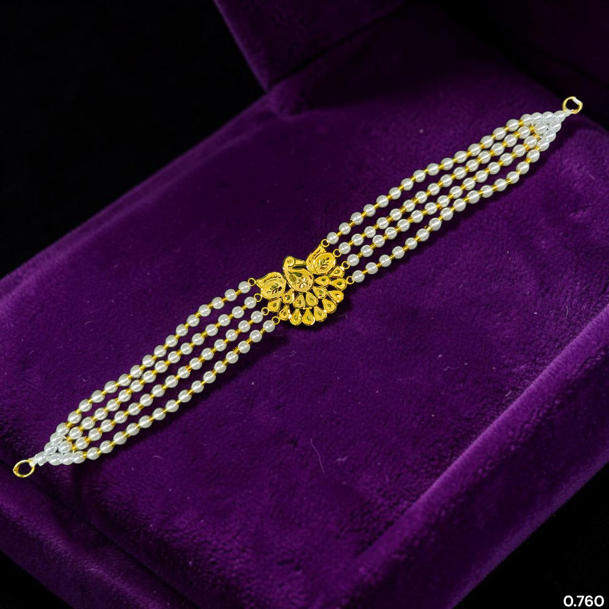 GMC9K- (GNDVXN)-(WGT: 0.760 GM APPROX) BIS CERTIFIED HUID HALLMARK 375 9KT GOLD MOTI CHOKER 1 PIECE WITH ADJUSTABLE TASSEL FOR GIFT IN MARRIAGE.