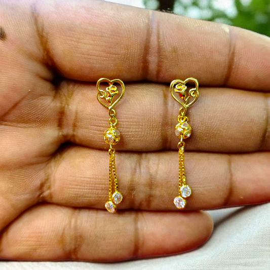 (GER22) BIS CERTIFIED WGT: 1.880 GM APPROX HUID HALLMARK 916 22KT GOLD EARRINGS KANBALA 1 PAIR FOR WOMEN.