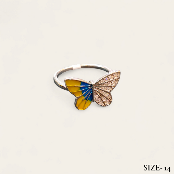RAJLAXMI HALLMARK 925 SILVER FINGER BUTTERFLY MINAKARI DESIGN RING 1 PIECE FOR WOMEN FOR REGULAR USE - BEST FOR GIFTING (SOLD ON MRP)
