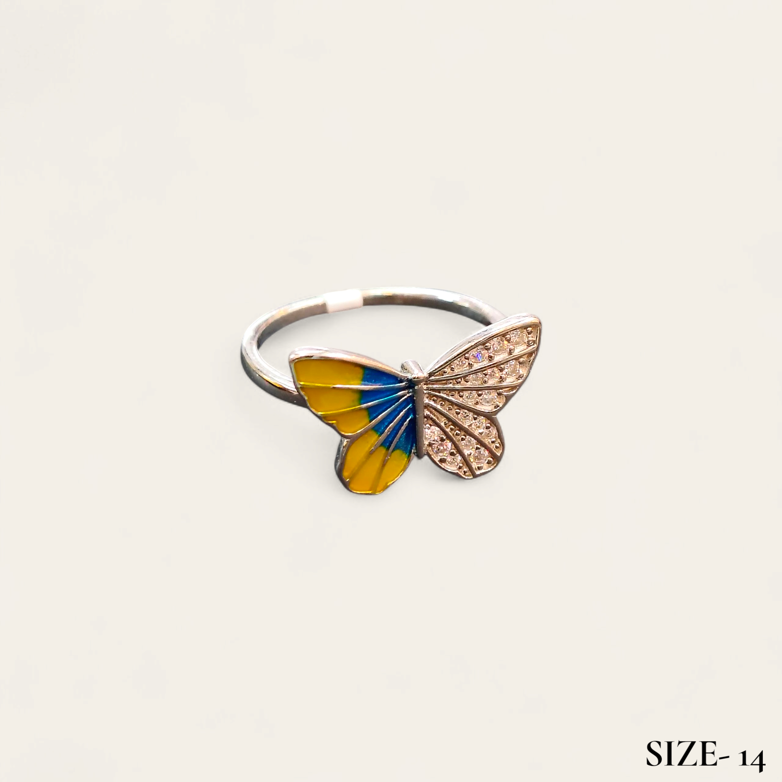(SFR) RAJLAXMI HALLMARK 925 SILVER FINGER BUTTERFLY MINAKARI DESIGN RING 1 PIECE FOR WOMEN FOR REGULAR USE - BEST FOR GIFTING (SOLD ON MRP)