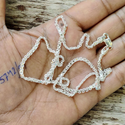 (SLCN) SILVER CHAIN 22 INCH - 625 SILVER CHAIN WGT: 9.900 GM APPROX 1 PIECE (UNISEX DESIGN) FOR MEN AND WOMEN.