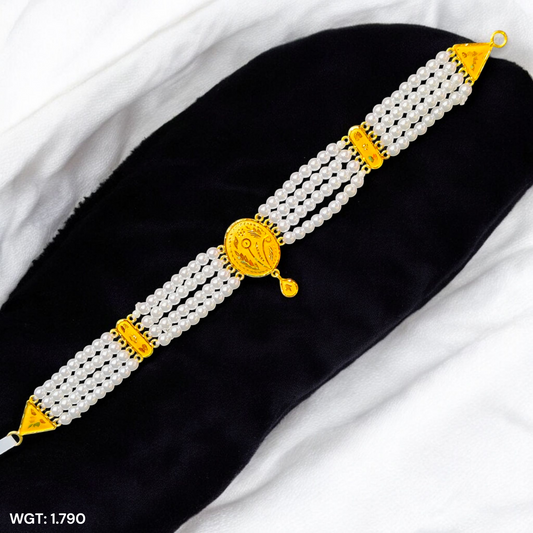 CERTIFIED BIS HUID HALLMARK 916 22KT GOLD MOTI CHOKER 1 PIECE (WGT:1.790 GM) WITH ADJUSTABLE TASSEL FOR GIFT IN MARRIAGE.