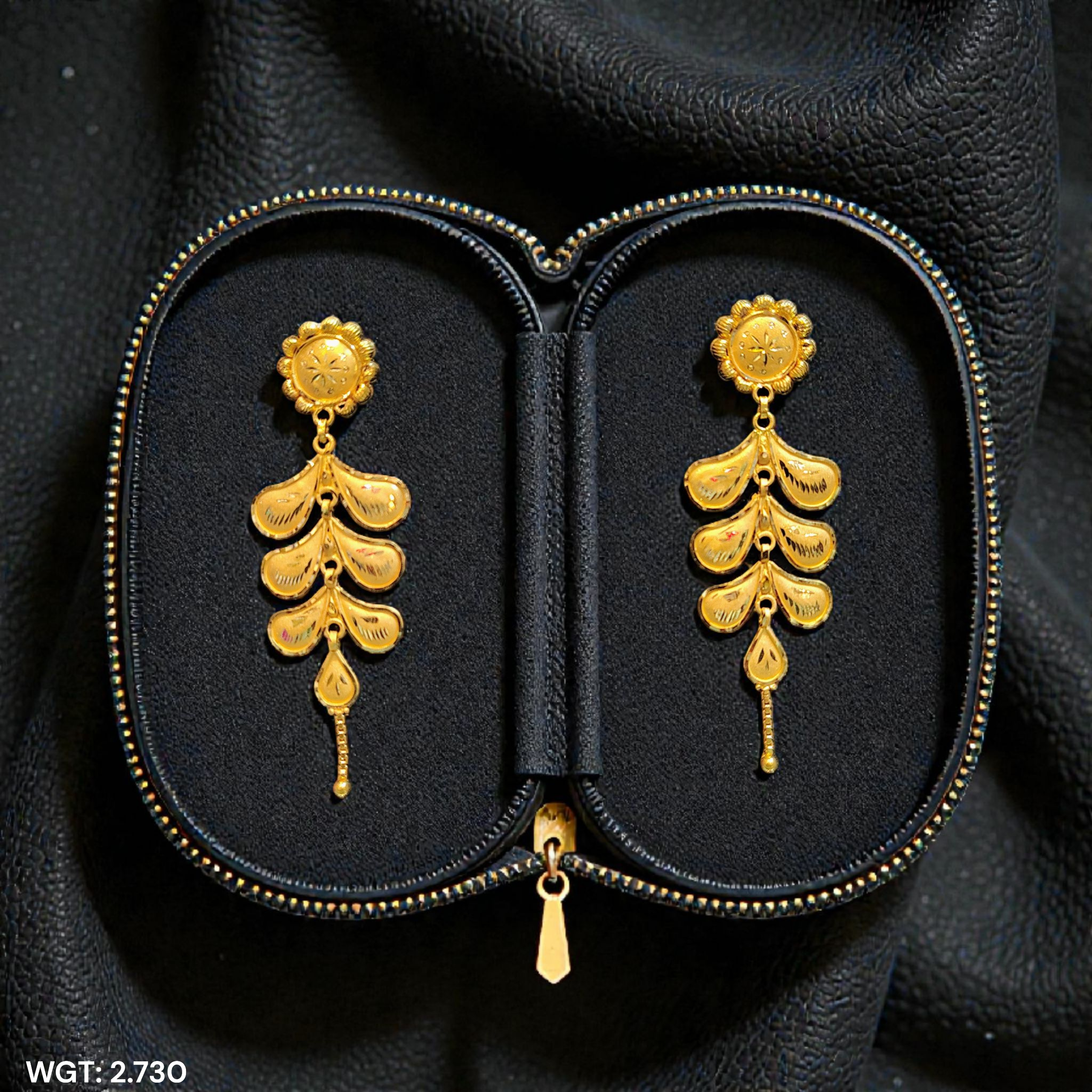 (GER22) BIS CERTIFIED WGT: 2.730 GM APPROX HUID HALLMARK 916 22KT GOLD EARRINGS KANBALA 1 PAIR FOR WOMEN.