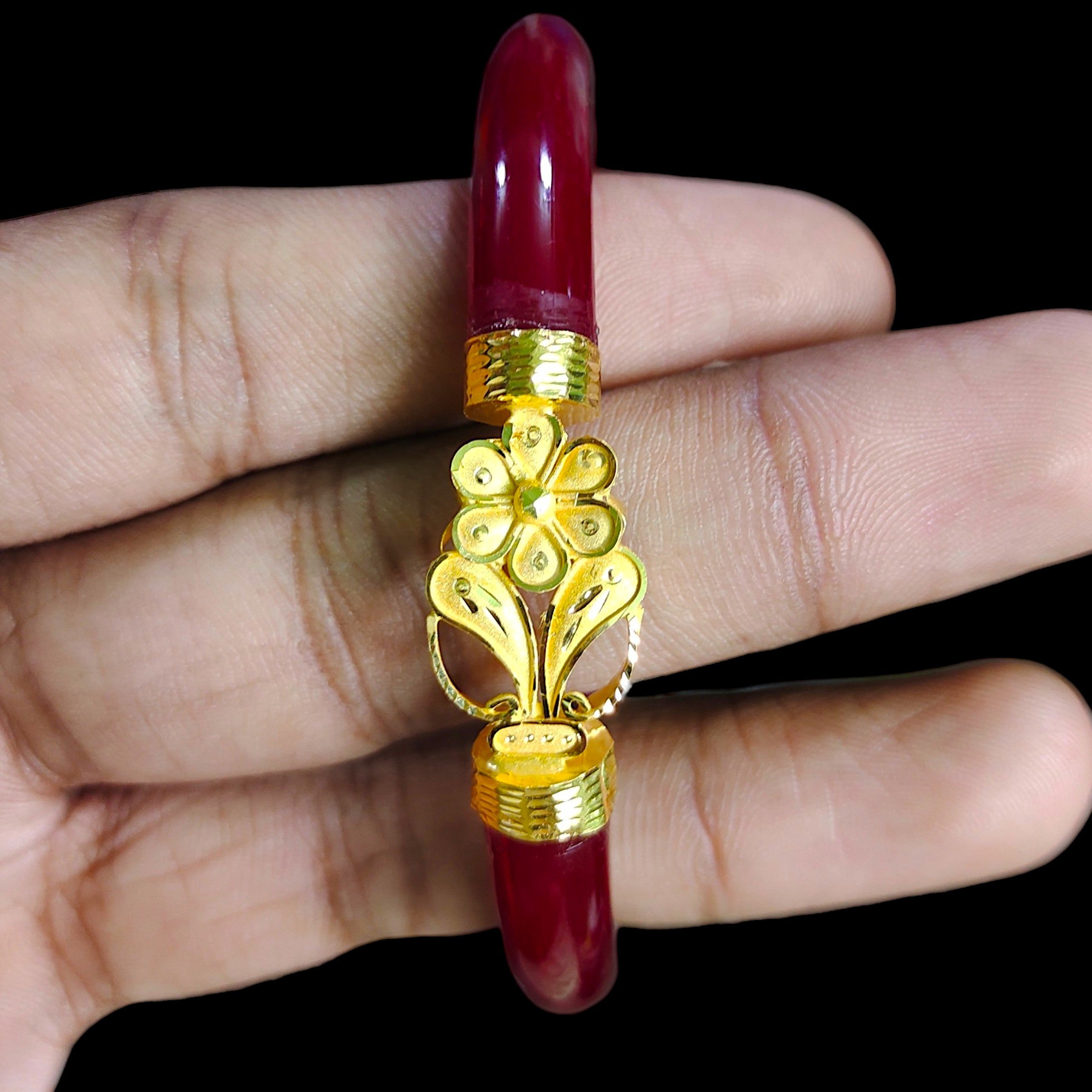 GPB22K- (SIZE-27) WGT: 1.650 GM APPROX BIS CERTIFIED HUID HALLMARK 916 22KT GOLD POLA BADHANO 1 PAIR FOR WOMEN.(PR1Y54)