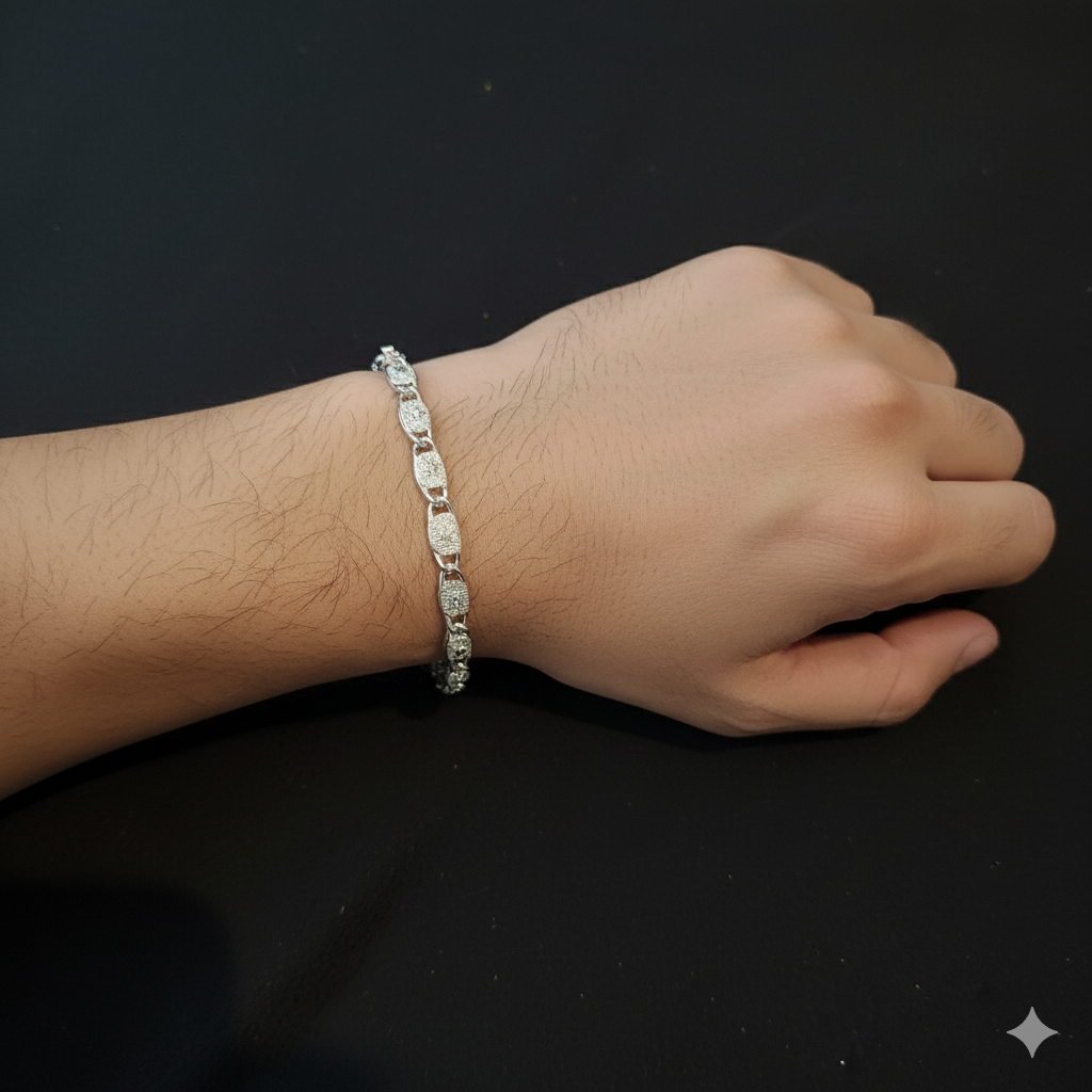 (SWL) RAJLAXMI 625 SILVER WRISTLET WGT: 15.560 GRAM 8" INCH FOR UNISEX 1 PIECE (REGULAR USE)