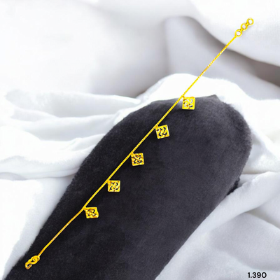 GOLD WRISTLET- BIS CERTIFIED HUID HALLMARK 375 9KT GOLD WRISTLET APPROX WGT: 1.390 FOR WOMEN.