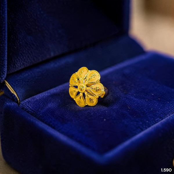 LADIES RING (4PFM9Z)-(SIZE: ADJUSTABLE ) WGT: 1.590 GM APPROX BIS CERTIFIED HUID HALLMARK 375 9KT GOLD RING FOR WOMEN 1 PIECE.