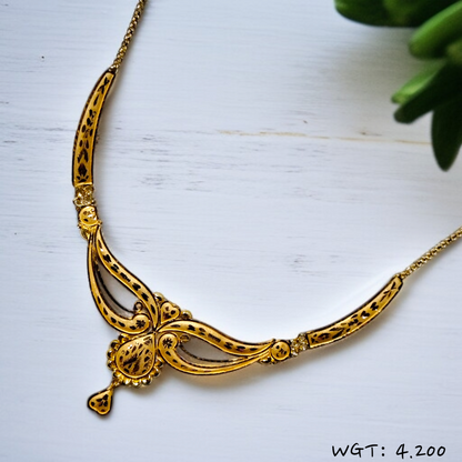 RAJLAXMI WGT: 4.200 GM APPROX HUID HALLMARK 22KT GOLD NECKLACE 1 PIECE WITH ADJUSTABLE TASSEL.