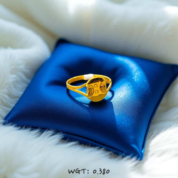 (GBJ) TRJ WGT: 0.380 GM APPROX 22KT HUID HALLMARK GOLD BABY FINGER RING 1 PIECE FOR RICE CEREMONY & BIRTHDAY.