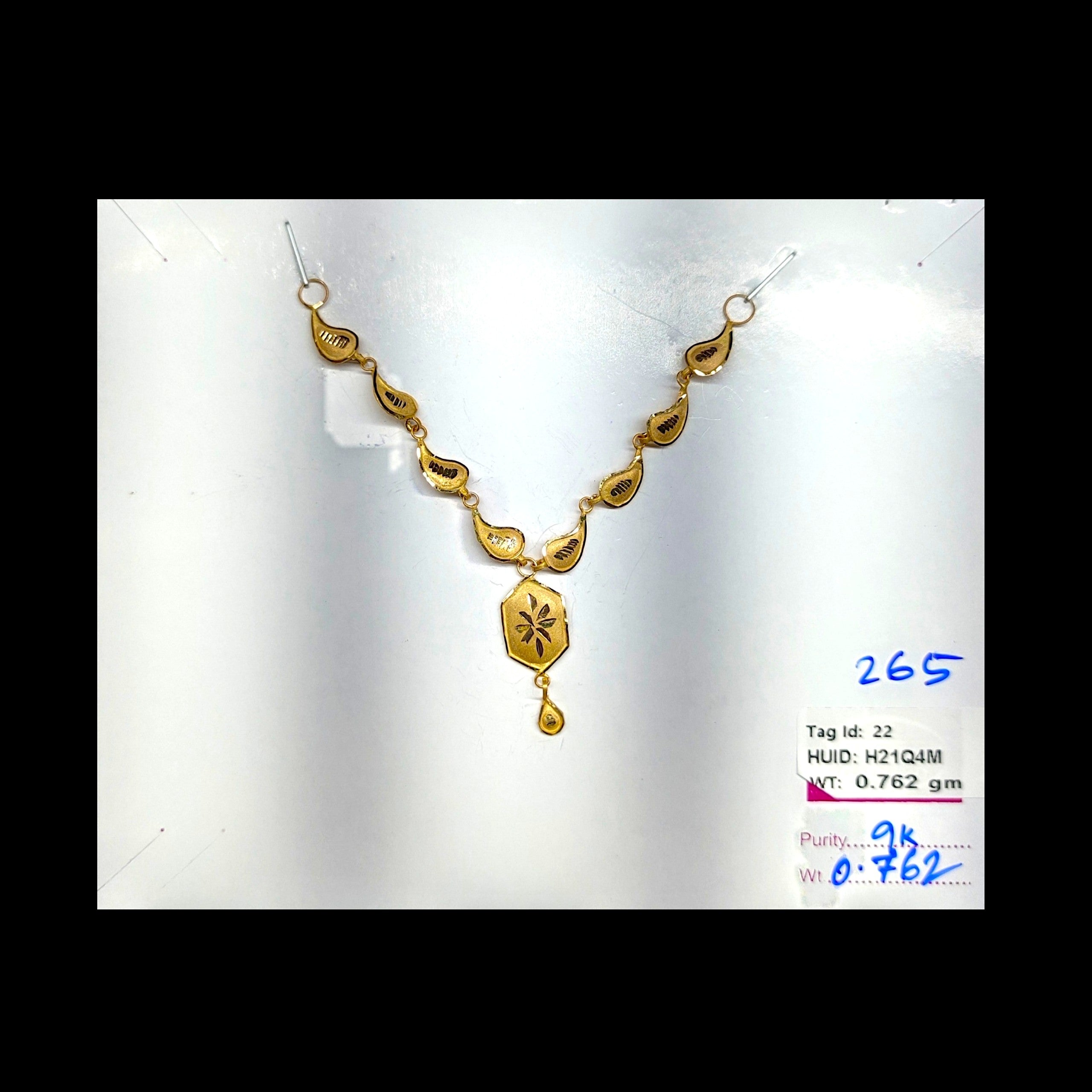 GOLD CHOKER NECKLACE-(WGT: 0.762 GM APPROX) BIS CERTIFIED HUID HALLMARK 9KT GOLD NECKLACE 1 PIECE FOR WOMEN.