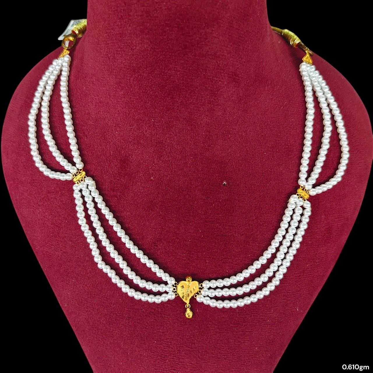GOLD MOTI HAR- (WGT: 0.610 GM APPROX) CERTIFIED BIS HALLMARK HUID 22KT GOLD MOTI NECKLACE 1 PIECE WITH ADJUSTABLE TASSEL.