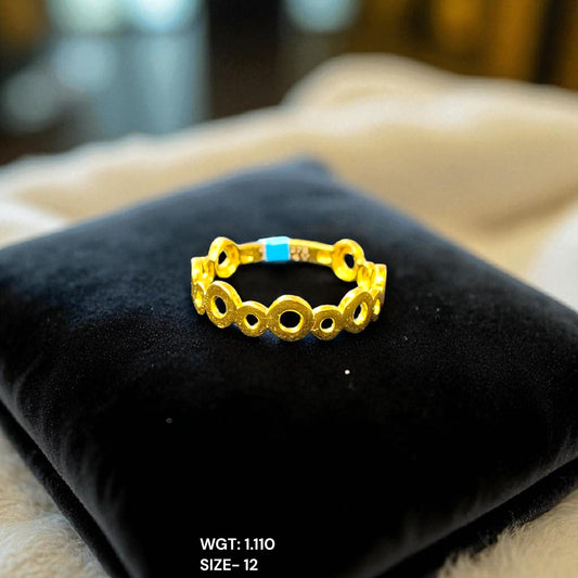 TRJ (SIZE: 12) WGT: 1.110 GM APPROX BIS CERTIFIED HUID HALLMARK 9KT GOLD FINGER RING FOR WOMEN 1 PIECE FOR REGULAR USE.