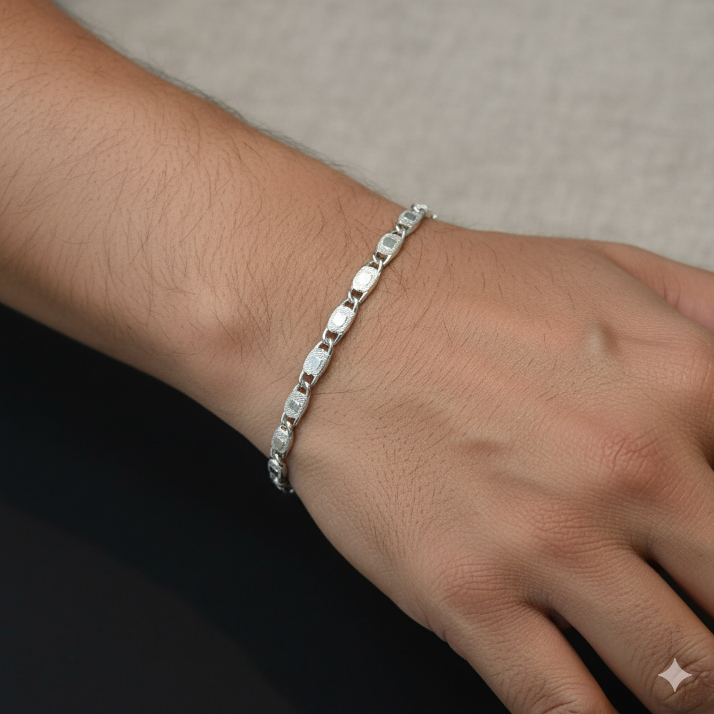 (SWL) RAJLAXMI 625 SILVER WRISTLET WGT: 16.230 GRAM 8.5" INCH FOR UNISEX 1 PIECE (REGULAR USE)