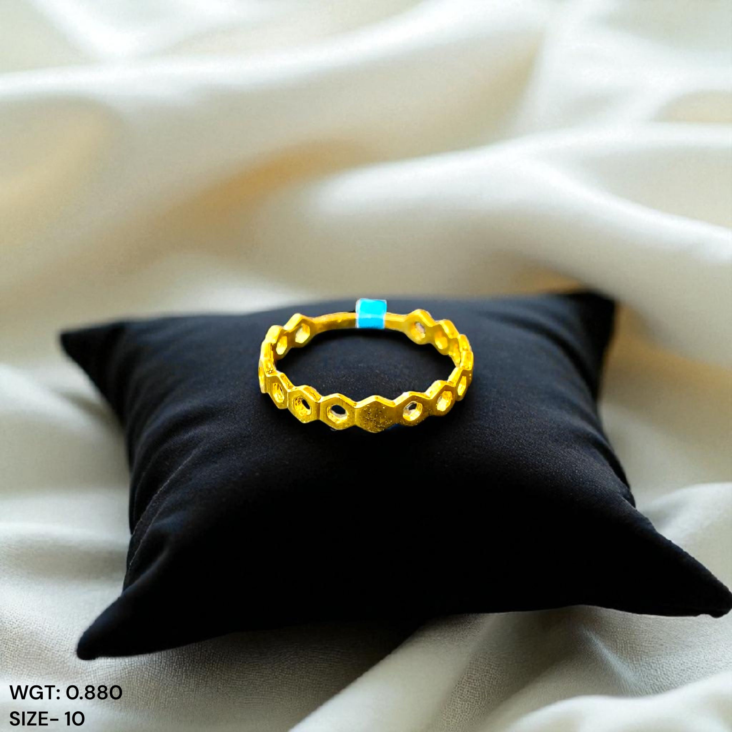 (GLFR9) TRJ (SIZE: 10) WGT: 0.880 GM APPROX BIS CERTIFIED HUID HALLMARK 9KT GOLD FINGER RING FOR WOMEN 1 PIECE FOR REGULAR USE.