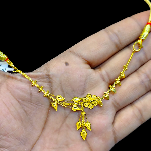 GOLD CHOKER NECKLACE- WGT: 2.890 BIS CERTIFIED HUID HALLMARK 916 22KT GOLD NECKLACE 1 PIECE WITH FREE ADJUSTABLE TASSEL FOR WOMEN.