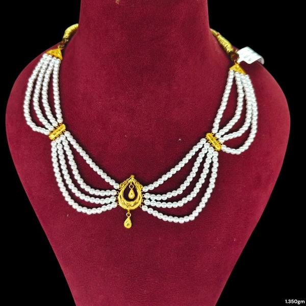 GOLD MOTI HAR- (WGT: 1.350 GM APPROX) CERTIFIED BIS HALLMARK HUID 22KT GOLD MOTI NECKLACE 1 PIECE WITH ADJUSTABLE TASSEL.(MWV7UV)