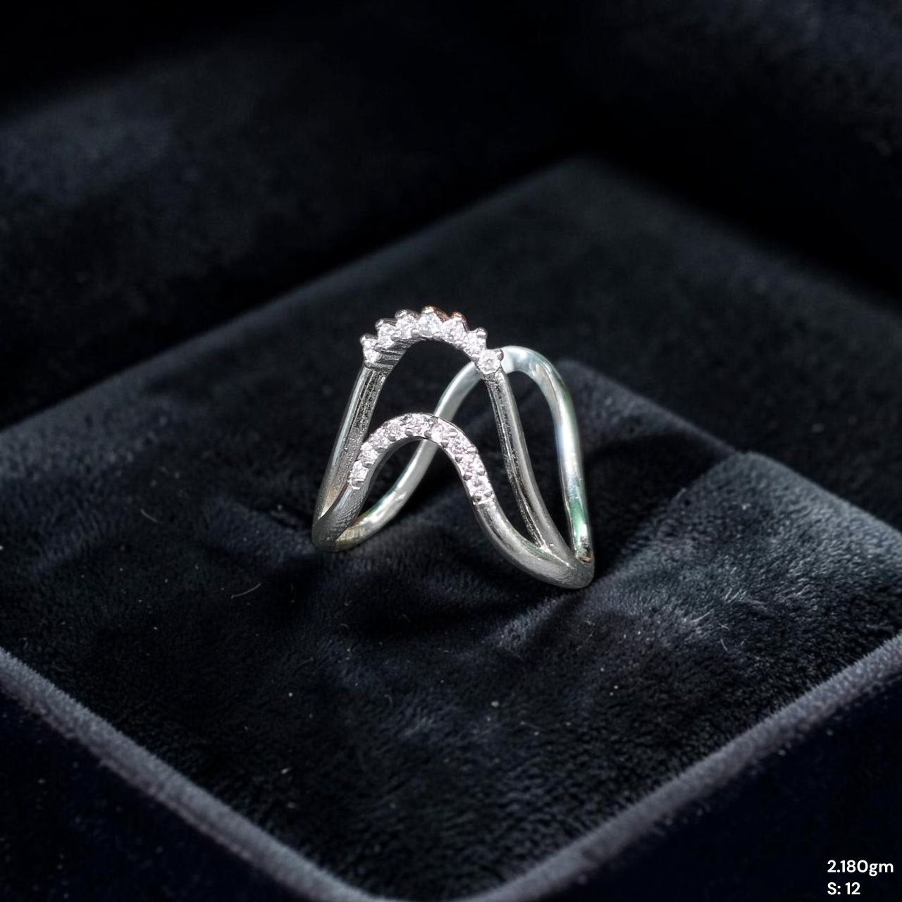 SILVER RING- SIZE:12 (WGT: 2.120 GM APPROX) HALLMARK 925 SILVER FINGER RING 1 PIECE FOR WOMEN (V RING BANKOK IMPORTED DESIGN)- NON EXCHANGEABLE -(SOLD ON MRP).