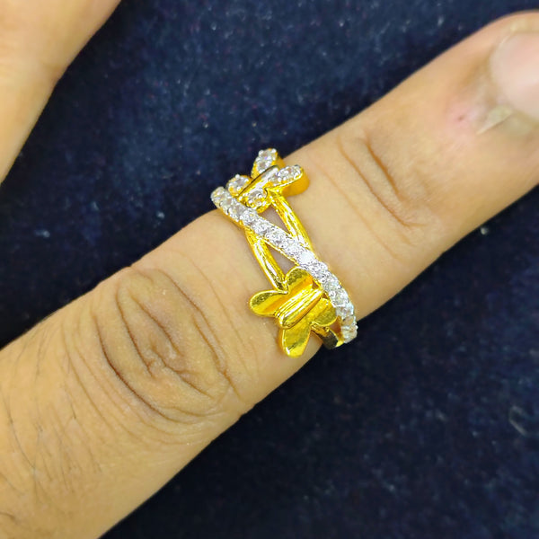 TRJ (SIZE: 10) CERTIFIED BIS HUID HALLMARK 750 18KT GOLD LADIES FINGER RING FOR WOMEN 1 PIECE (WGT: 2.040 GRAM APPROX) STUDDED WITH ITALIAN VVS QUALITY CZ STONE.