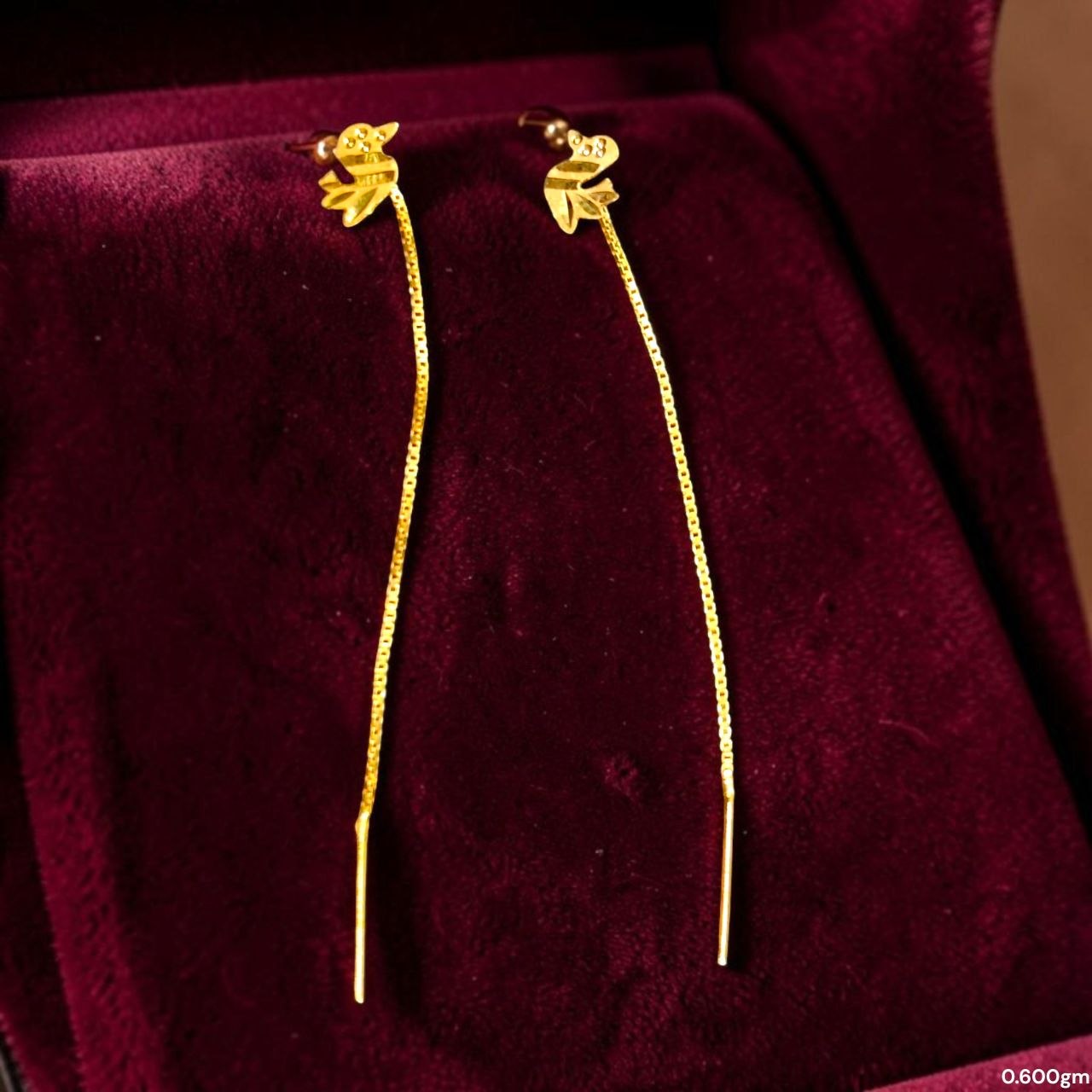GOLD SUIDHAGA- (WGT: 0.600 GM APPROX) BIS CERTIFIED HUID HALLMARK 9KT GOLD SUIDHAGA EARRINGS (1 PAIR) FOR WOMEN.
