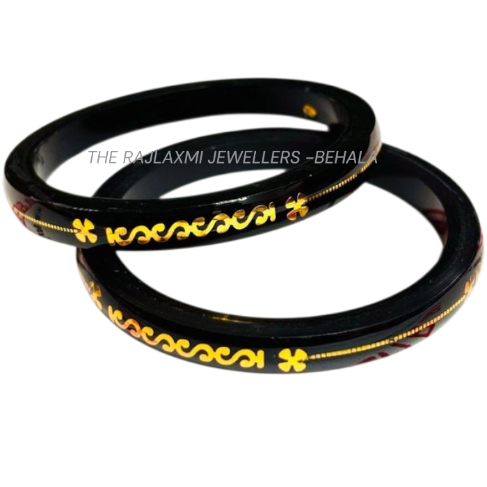 PANTHER BLACK (FACEBOOK VIRAL POLA) GOLDEN DETAILING LAMINATION POLA PATTERN DESIGN 1 PAIR FOR WOMEN - NON EXCHANGEABLE ITEM (GET ANY DESIGN AS PER AVAILABILITY)