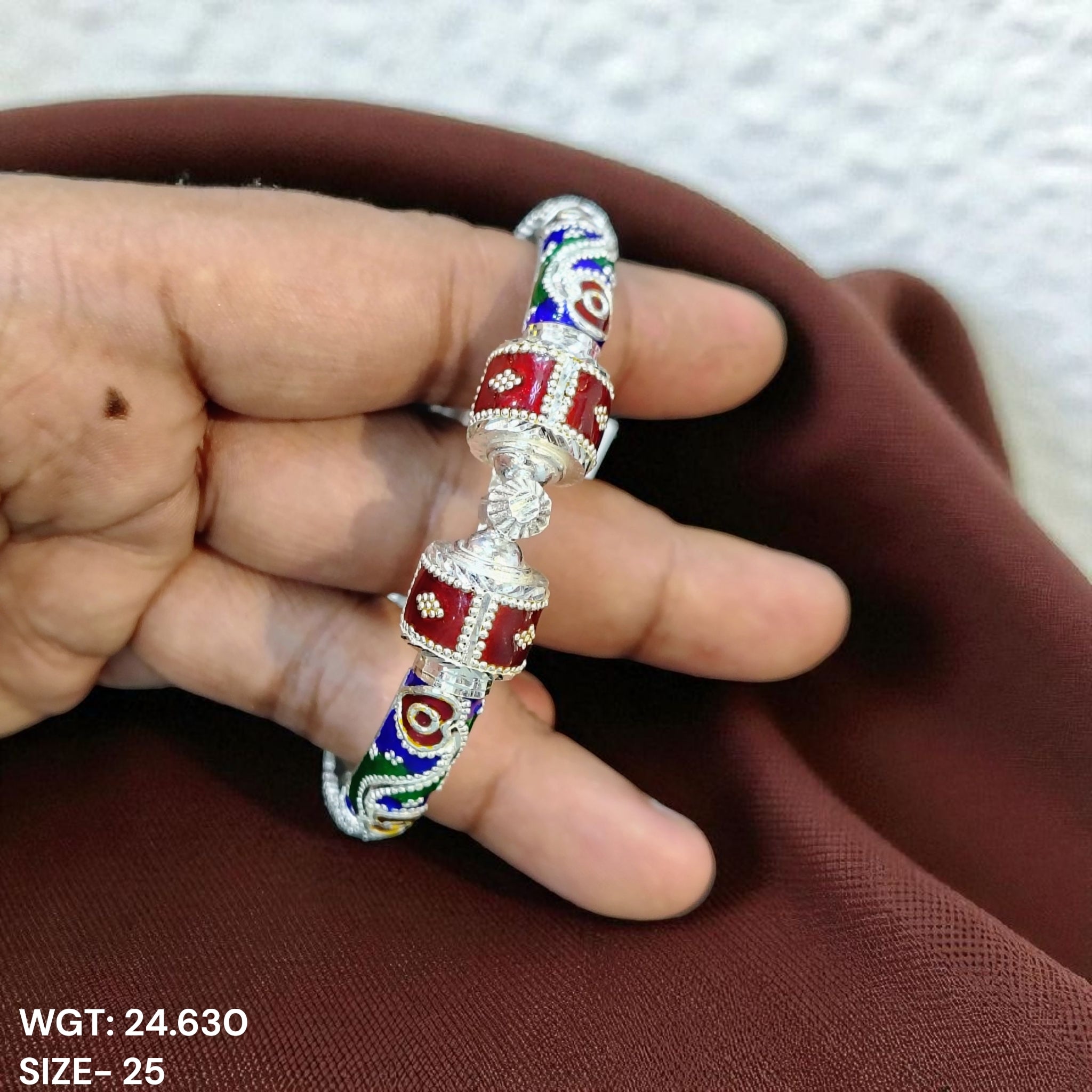 (SBA) RAJLAXMI (SIZE 25 KHILEN) CERTIFIED BIS HALLMARK 925 SILVER BALA (MANIPUR DESIGN) APPROX WGT: 24.630 GM (1 PIECE) FOR REGULAR USE FOR WOMEN.