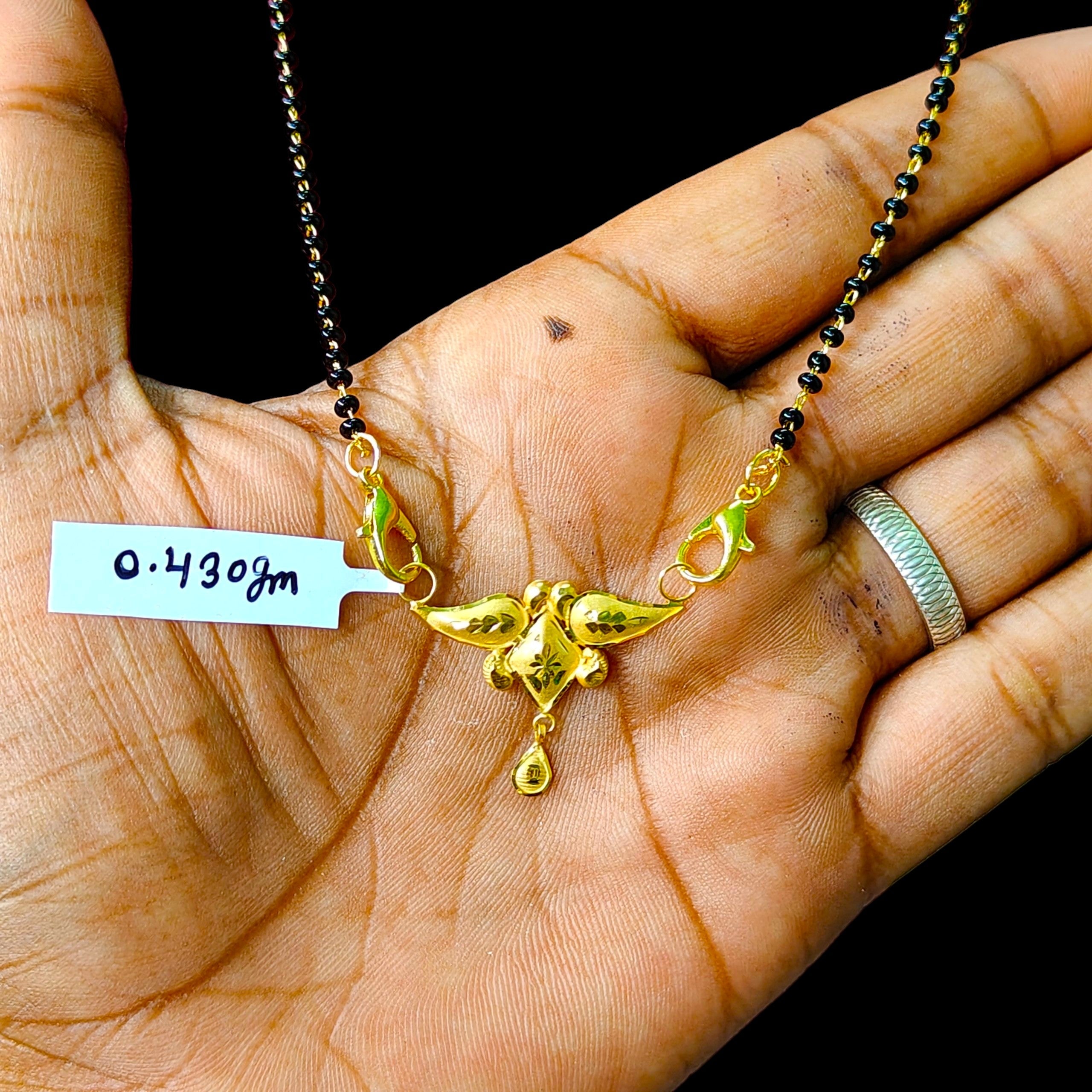 GOLD PENDANT- (WGT: 0.430 GM APPROX) BIS CERTIFIED HUID HALLMARK 375 9KT GOLD PENDANT FOR WOMEN 1 PIECE WITH FREE MANGALSUTRA & TASSEL.