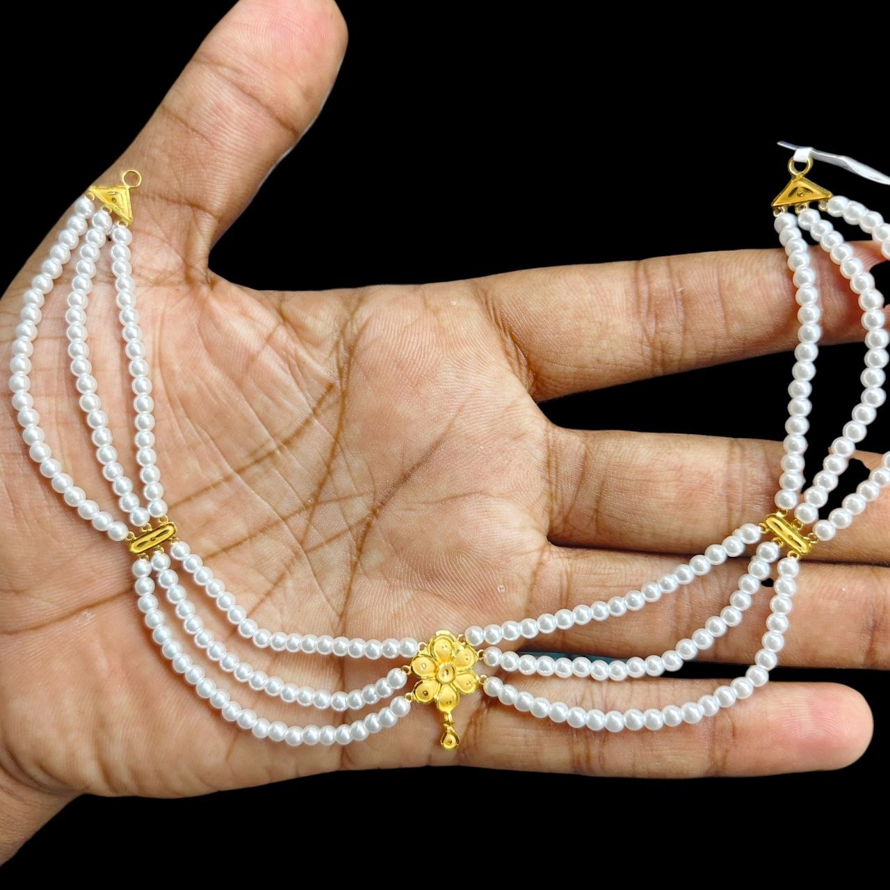 GOLD MOTI HAR- (WGT: 1.170 GM APPROX) CERTIFIED BIS HALLMARK HUID 22KT GOLD MOTI NECKLACE 1 PIECE WITH ADJUSTABLE TASSEL.