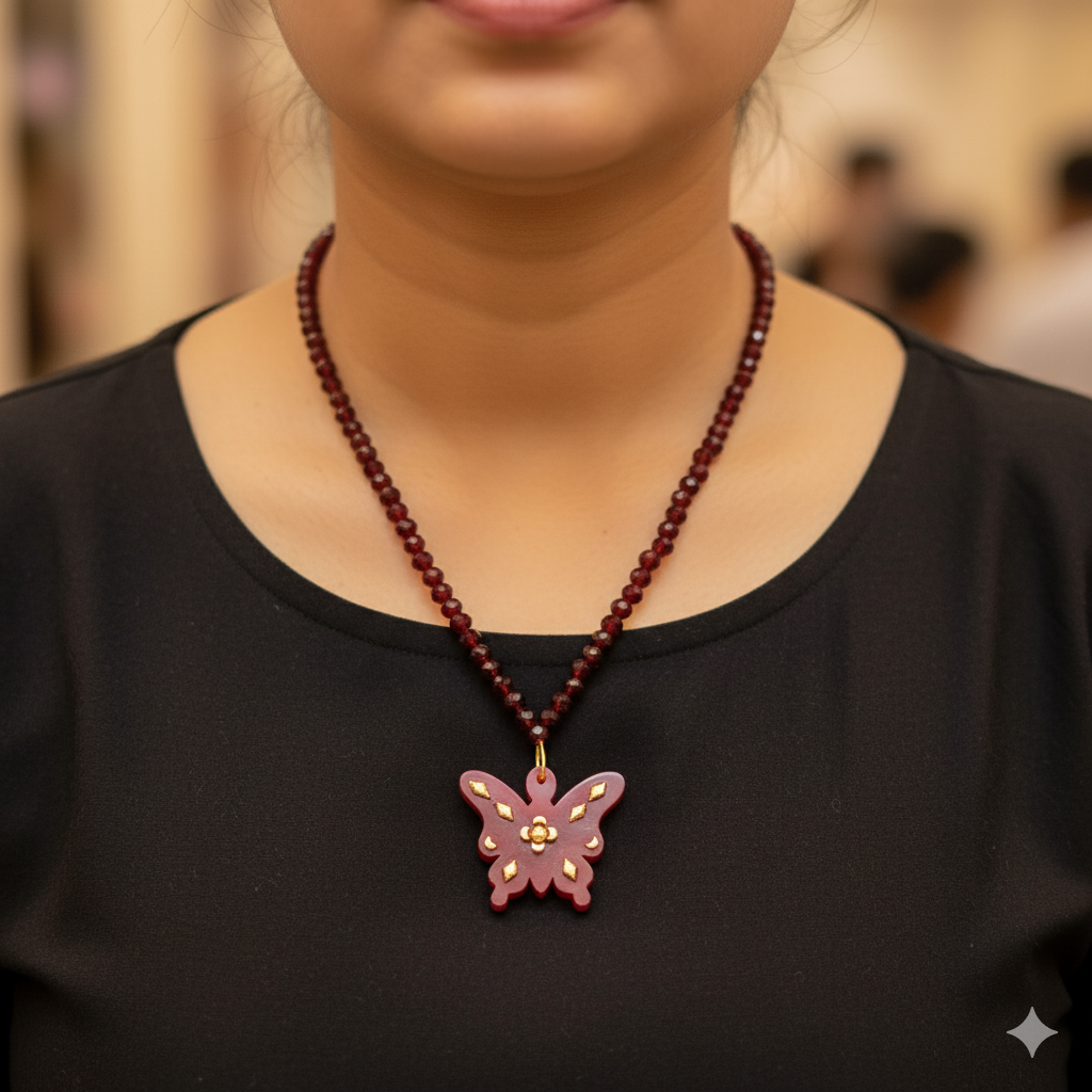 (GPL) BUTTERFLY DESIGN BIS CERTIFIED HUID HALLMARK 9KT GOLD POLA PENDANT (MINI) 1 PIECE WITH ADJUSTABLE TASSEL (BEST FOR GIFT) APPROX WGT: 0.120 GM SOLD ON MRP BY RAJLAXMI.