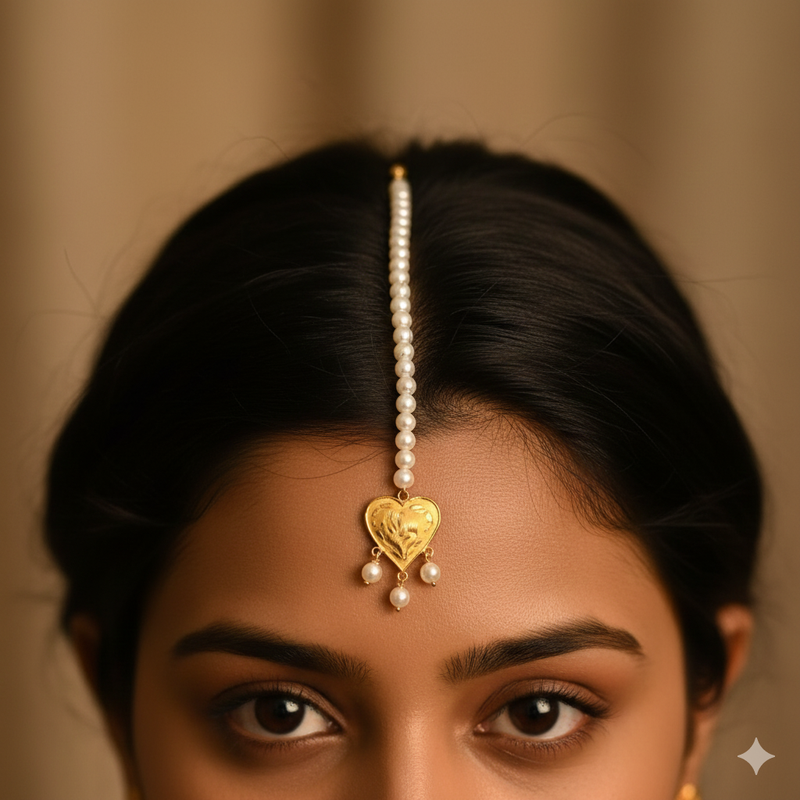 GOLD TICKLY- TRJ WGT: 0.800 GM APPROX 22KT HUID HALLMARK GOLD MOTI TICKLY (MANGTIKA) 1 PIECE FOR MARRIAGE. (3NINBM)