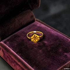 BABY JEWELLERY- TRJ WGT: 0.240 GM APPROX 22KT HUID HALLMARK GOLD BABY FINGER RING 1 PIECE FOR RICE CEREMONY & BIRTHDAY.