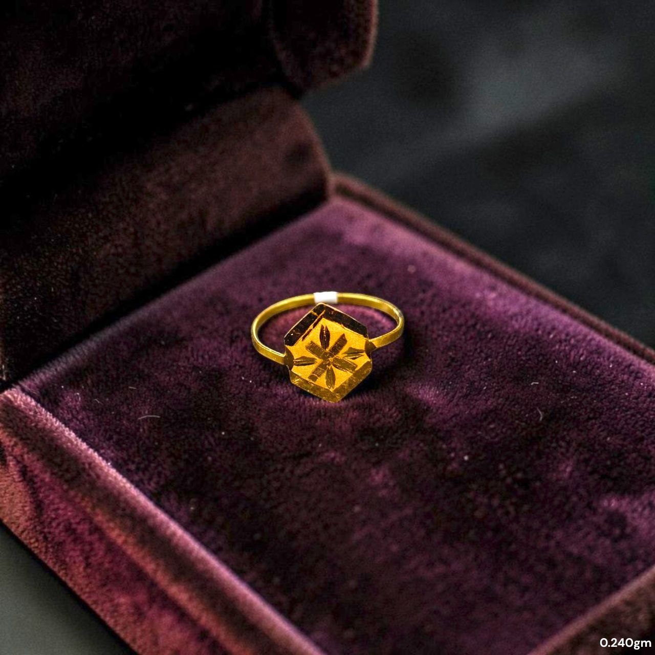 BABY JEWELLERY- TRJ WGT: 0.240 GM APPROX 22KT HUID HALLMARK GOLD BABY FINGER RING 1 PIECE FOR RICE CEREMONY & BIRTHDAY.