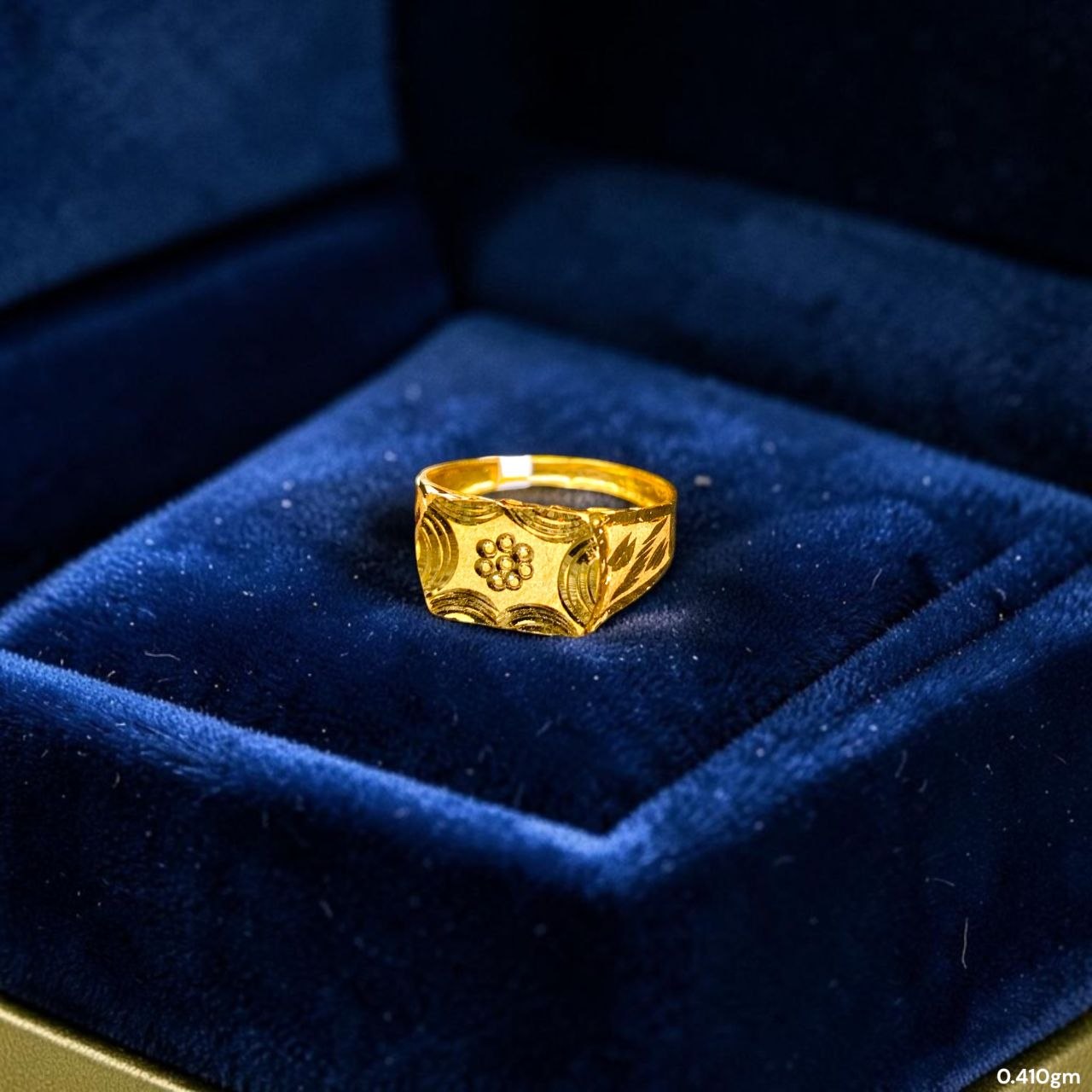 BABY JEWELLERY- TRJ WGT: 0.410 GM APPROX 375 9KT HUID HALLMARK GOLD BABY FINGER RING 1 PIECE FOR RICE CEREMONY & BIRTHDAY.(GQID1E)