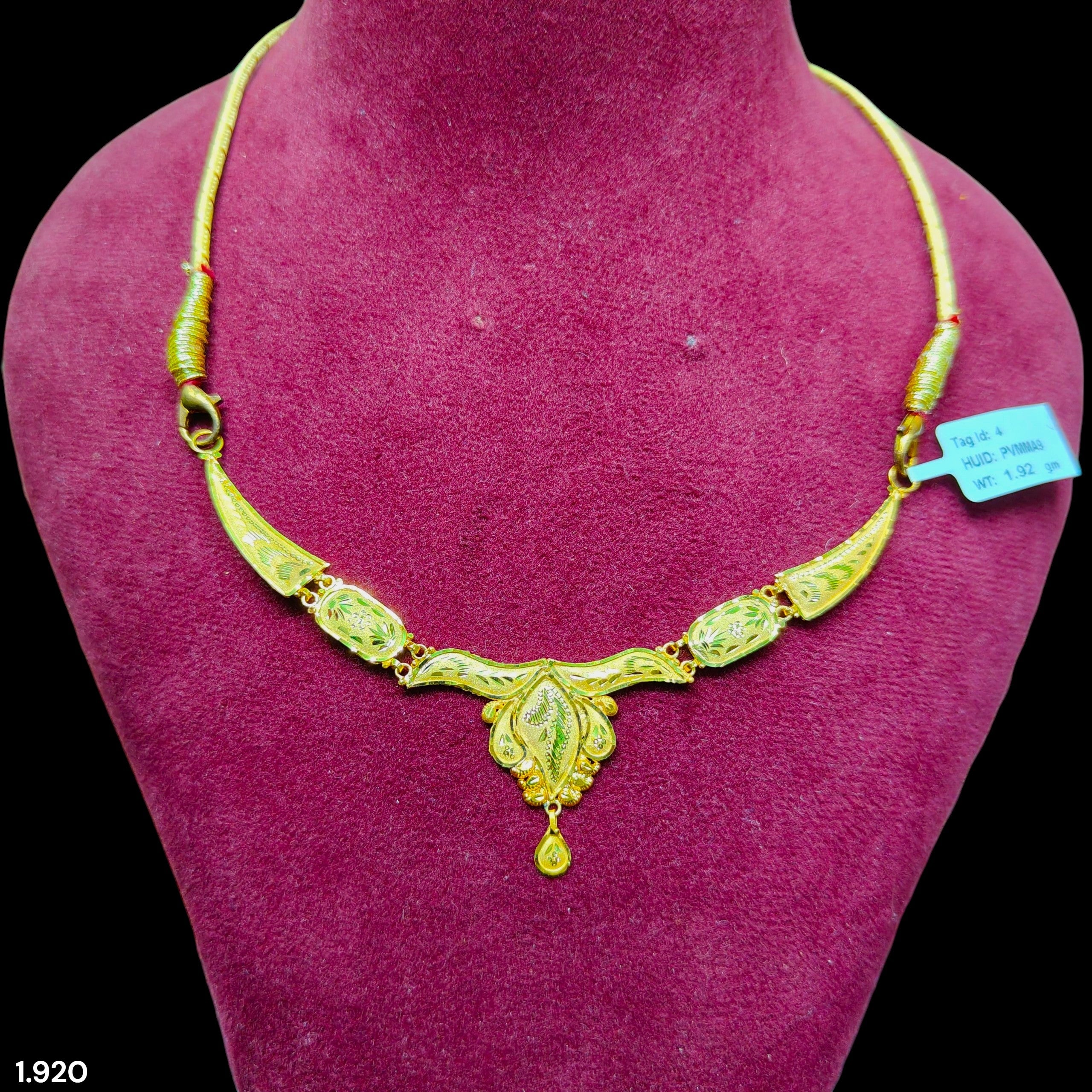 GOLD CHOKER NECKLACE-(WGT: 1.920 GM APPROX) BIS CERTIFIED HUID HALLMARK 9KT GOLD NECKLACE 1 PIECE FOR WOMEN.
