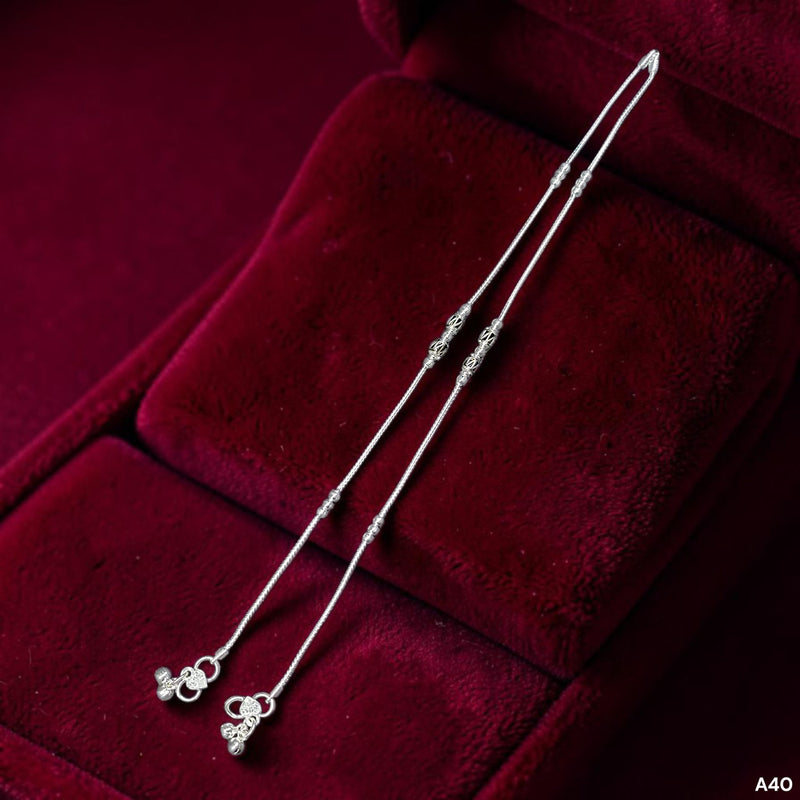 SILVER PAYEL- (A40) (WGT: 15.400 GM APPROX) 625 SILVER PAYEL (ANKLET) 1 PAIR LENGTH: 10
