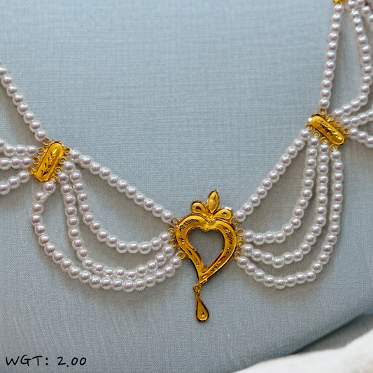 RAJLAXMI WGT: 2.00 GM APPROX HUID HALLMARK 22KT GOLD MOTI NECKLACE 1 PIECE WITH ADJUSTABLE TASSEL.