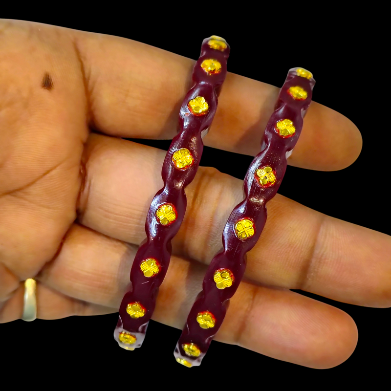 GPB22K- (SIZE: 27) WGT: 0.860 GM APPROX 22KT HUID HALLMARK GOLD PASTING POLA BANGLES 1 PAIR (FULL BODY WORK).