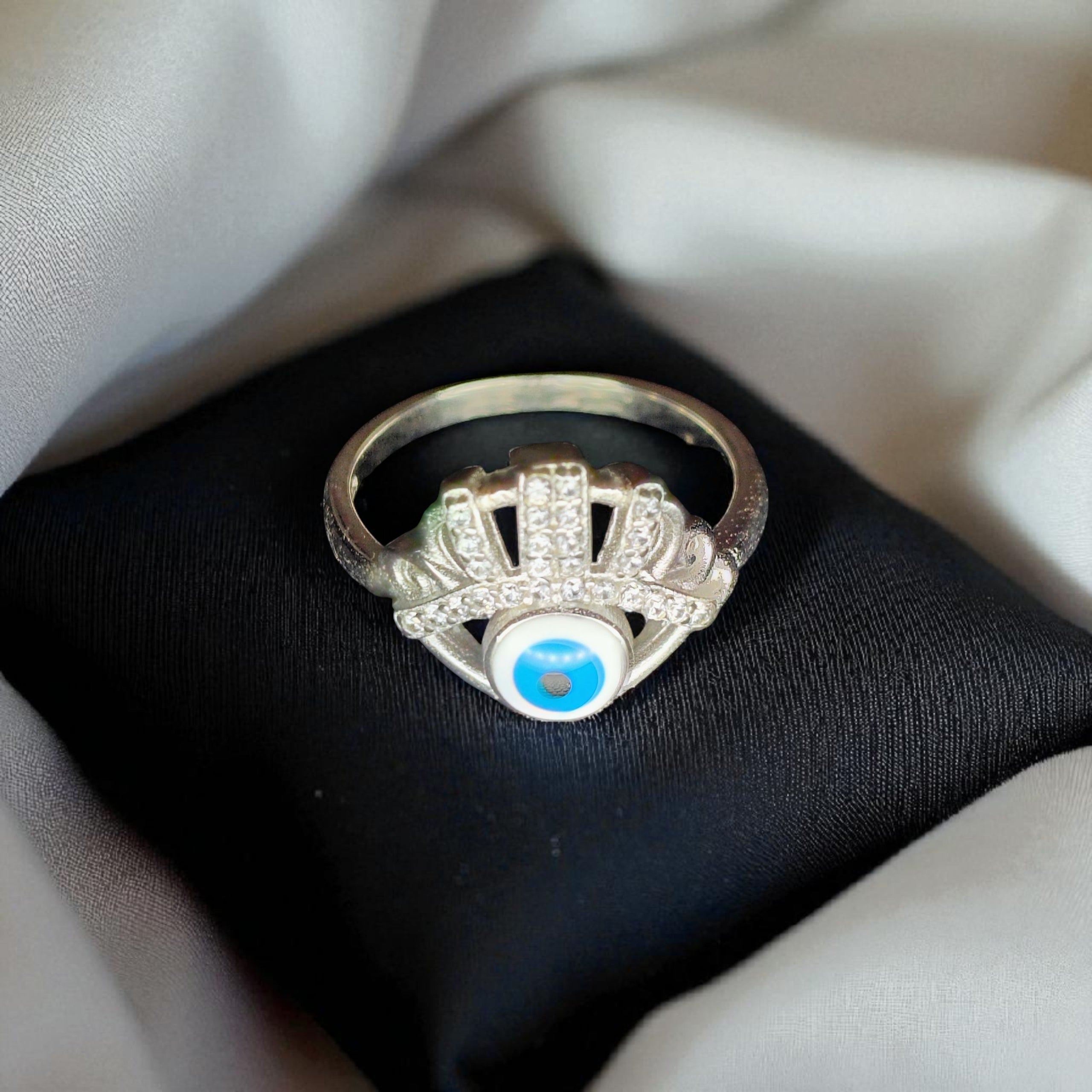 (PROTECT IN STYLE) EVIL EYE BANKOK IMPORTED BIS CERTIFIED HALLMARK 925 SILVER RING FOR WOMEN 1 PIECE- GET ANY DESIGN AS PER AVAILABLITY (SOLD ON MRP)