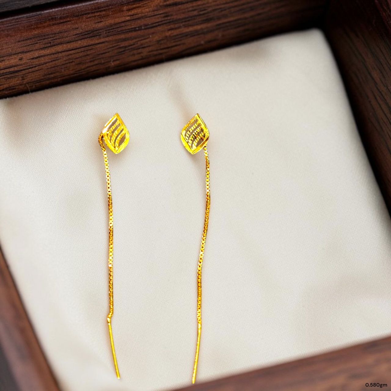 GOLD SUIDHAGA- (WGT: 0.580 GM APPROX) BIS CERTIFIED HUID HALLMARK 9KT GOLD SUIDHAGA EARRINGS (1 PAIR) FOR WOMEN.
