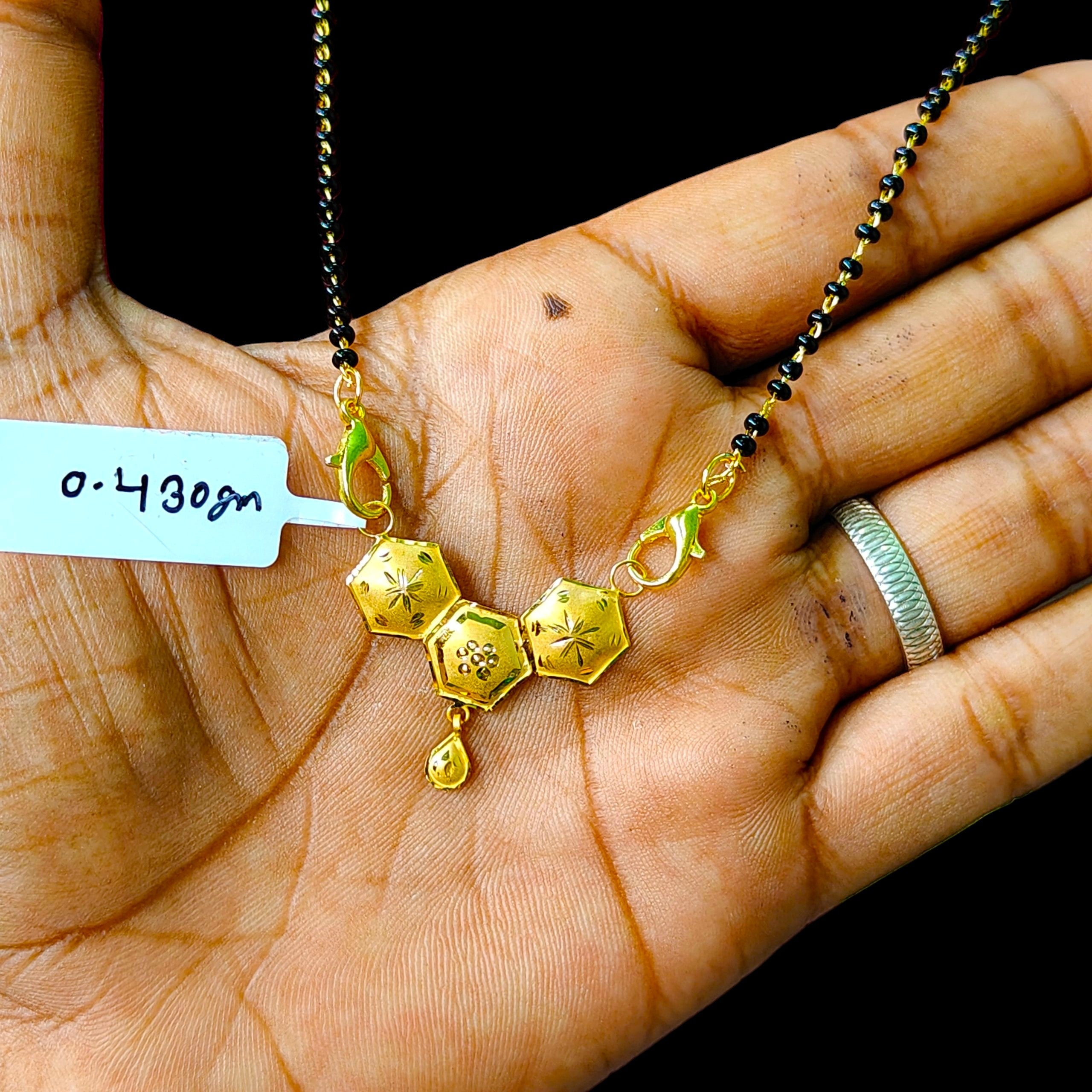 GOLD PENDANT- (WGT: 0.430 GM APPROX) BIS CERTIFIED HUID HALLMARK 375 9KT GOLD PENDANT FOR WOMEN 1 PIECE WITH FREE MANGALSUTRA & TASSEL.