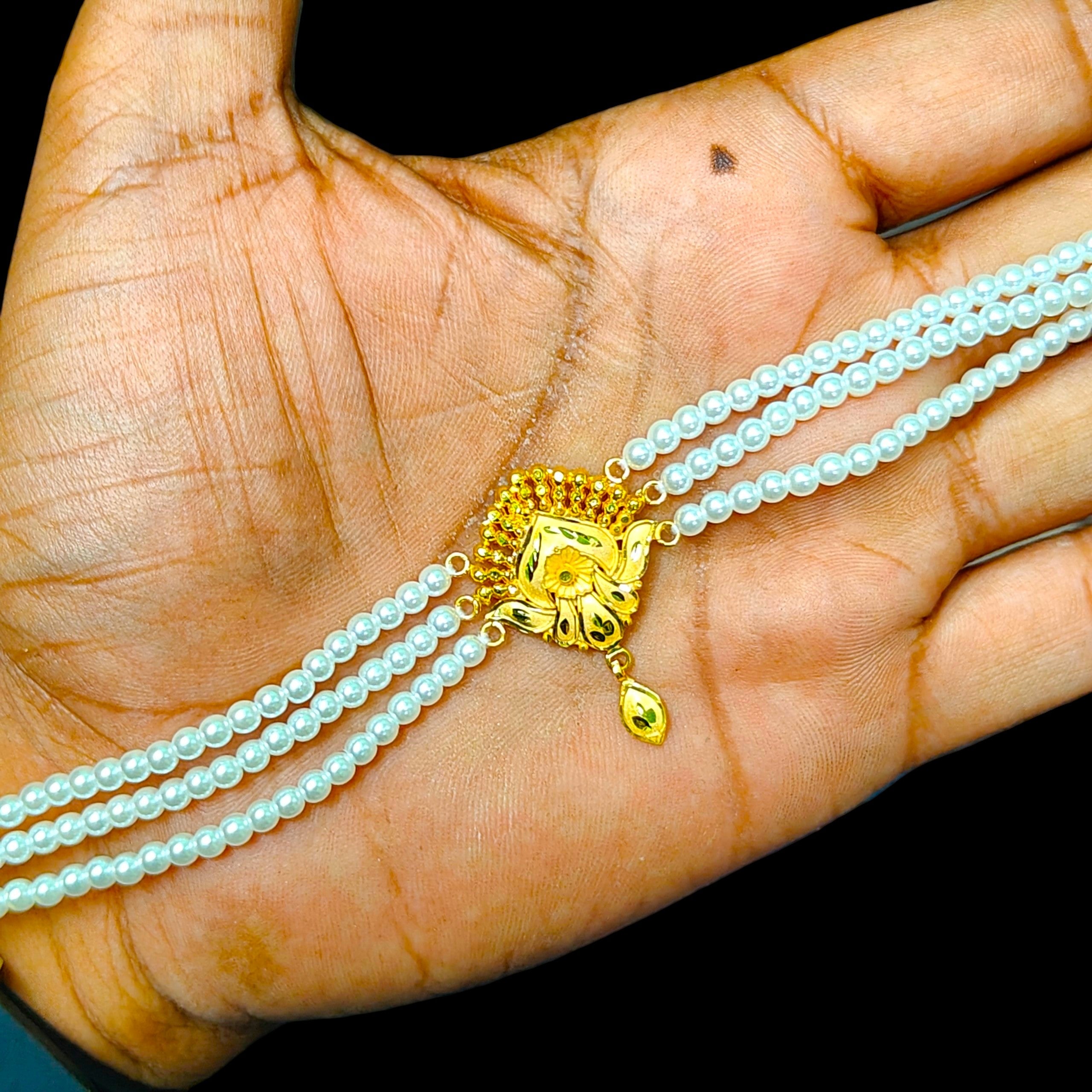 GOLD MOTI CHOKER- (WGT: 1.430 GM APPROX) BIS CERTIFIED HUID HALLMARK 375 9KT GOLD MOTI CHOKER 1 PIECE WITH ADJUSTABLE TASSEL FOR GIFT IN MARRIAGE.
