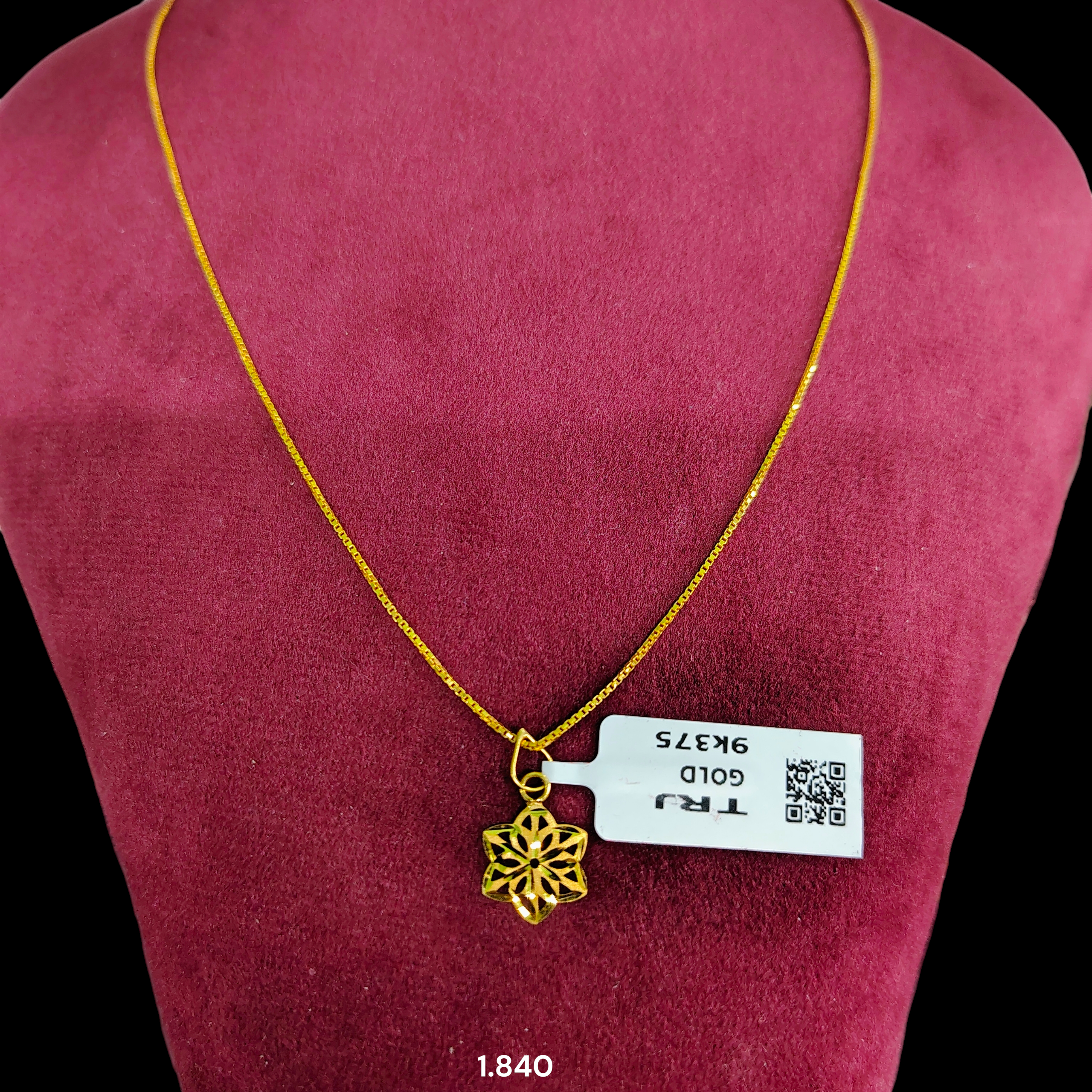 GOLD CHAIN- (WGT: 1.840 GM APPROX) BIS CERTIFIED HUID HALLMARK 9KT GOLD CHAIN WITH PENDANT (17 INCH) 1 PIECE FOR WOMEN.
