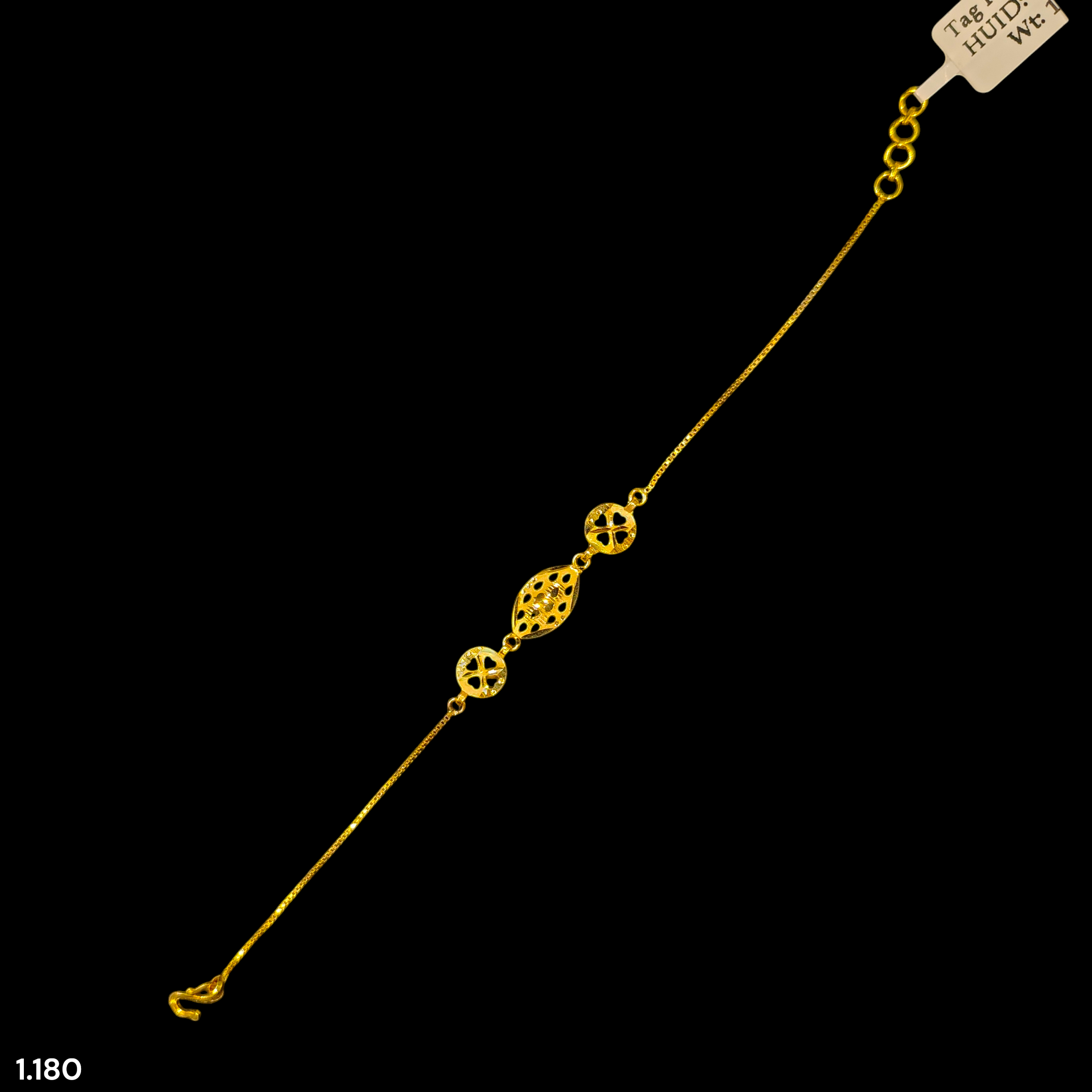 GOLD WRISTLET- BIS CERTIFIED HUID HALLMARK 375 9KT GOLD WRISTLET APPROX WGT: 1.180 FOR WOMEN.