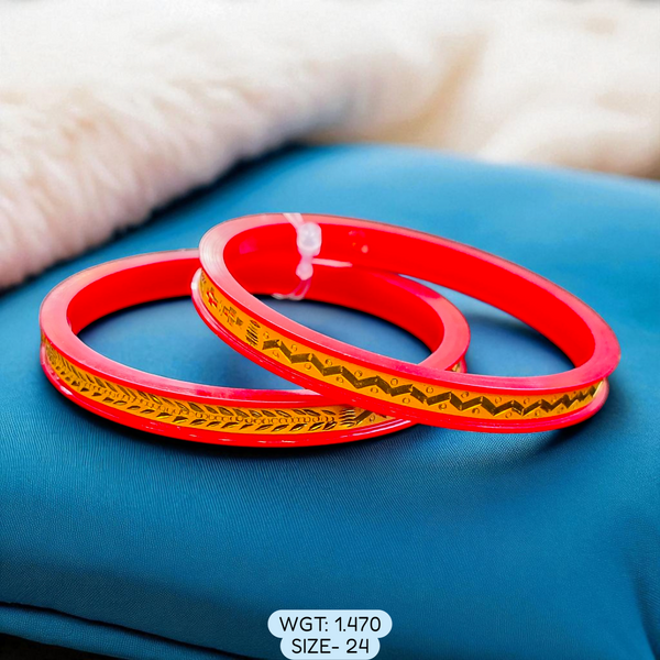 (GSP) TRJ (SIZE: 24) WGT: 1.470 GM APPROX 22KT HUID HALLMARK GOLD POLA BANGLES 1 PAIR DESIGN FOR REGULAR USE.