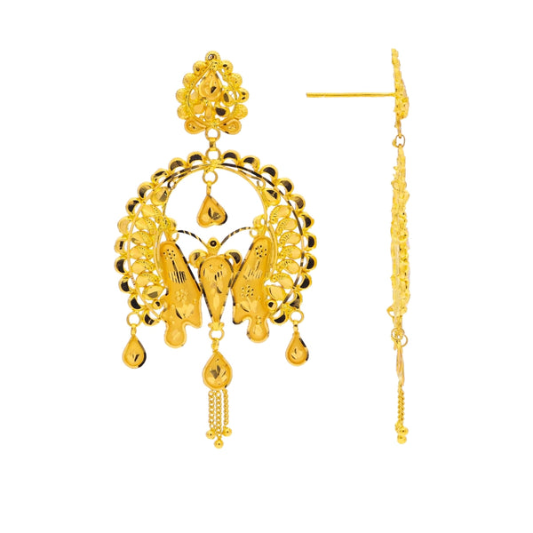 MADE TO ORDER (GEK22) BIS CERTIFIED HUID HALLMARK 916 22KT GOLD KANBALA EARRINGS WGT: 8.900 GM APPROX (1 PAIR) FOR WOMEN (BLUE TAG PREMIUM SEGMENT JEWELLERY) -DELIVERY IN 25 DAYS.
