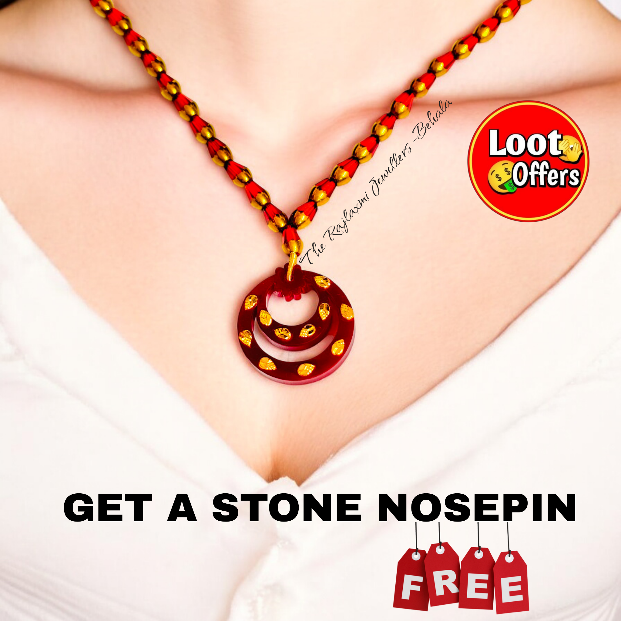 LOOT OFFER- BIS CERTIFIED HUID HALLMARK 375 9KT GOLD MINI LOCKET 1 PIECE (WGT: 0.120 GM APPROX) FOR WOMEN WITH ADJUSTABLE CRYSTAL TASSEL (FREE 2.5MM NOSEPIN).